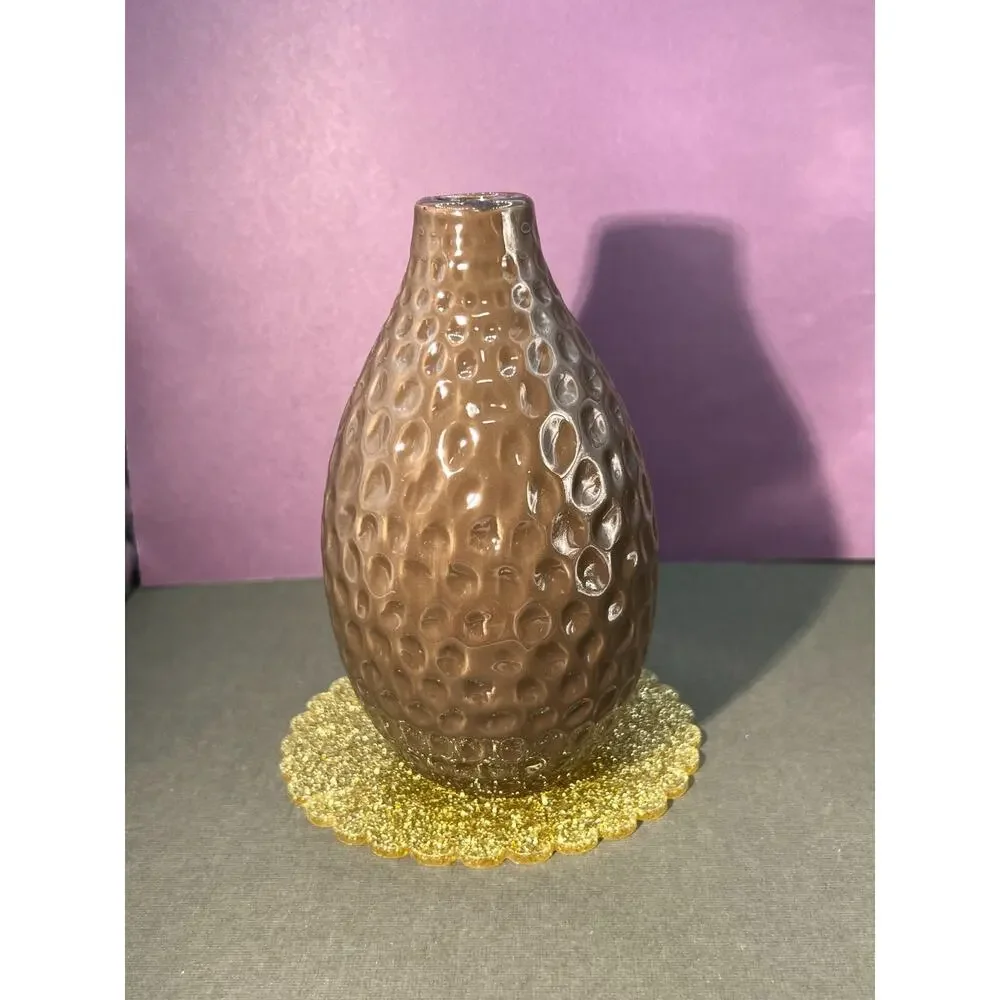 Dimpled Ceramic Brown Vase Modern Style 5in